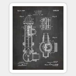 Fire Hydrant Patent - Fireman Fire House Art - Black Chalkboard Sticker